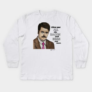 Ron Swanson Kids Long Sleeve T-Shirt